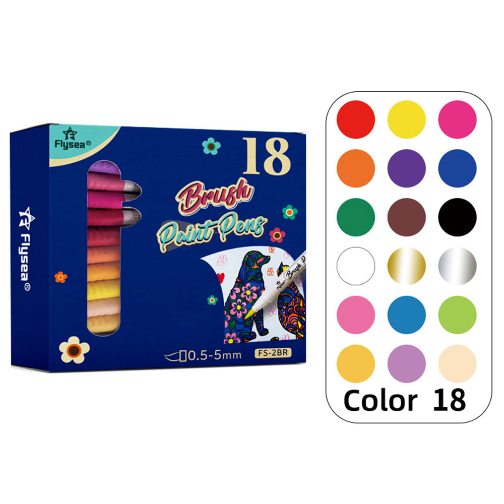 FLYSEA FS-2BR 18Pcs / Box Water Based Marker Paint Pens Soft Tip Color Acrylic Paint Pens FLYSEA FS-2BR 18Pcs / Box Water Based Marker Paint Pens Soft Tip Color Acrylic Paint Pens